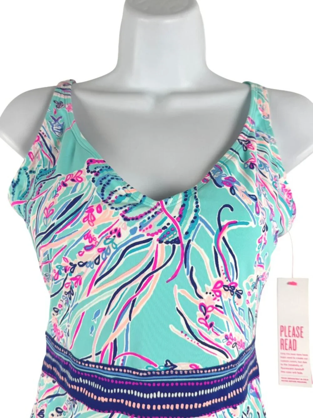 Lilly Pulitzer Riya One Piece Swimsuit Size 6 Bayside Blue Under The Moon SW2174